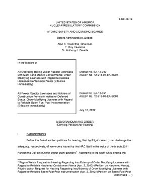 Fillable Online Nrc Memorandum And Order Denying Petitions For Hearing