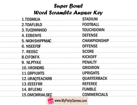 Super Bowl Word Search Puzzles