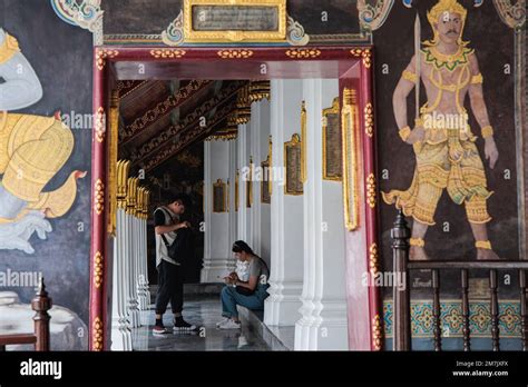 Tourists seen inside The Grand Palace in Bangkok. The Grand Palace is ...