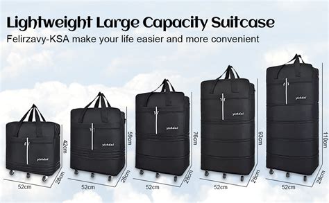 Expandable Duffle Bag Rolling Foldable Bag Luggage With 6 Wheels Rolling Wheeled Suitcase