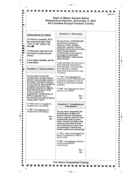 November 2, 2021 Sample Election Ballots - City of Ellsworth, Maine