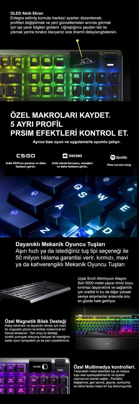 SteelSeries Apex 7 Türkçe RGB Mekanik Gaming Klavye NoctusGaming