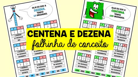 DEZENA E CENTENA FOLHINHA DE CONCEITO Criar Recriar Ensinar