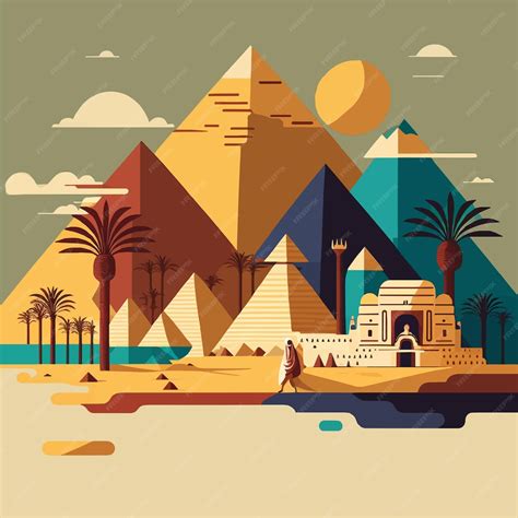 Premium Vector Flat Design Of Pyramid Giza In Egypt Illustration