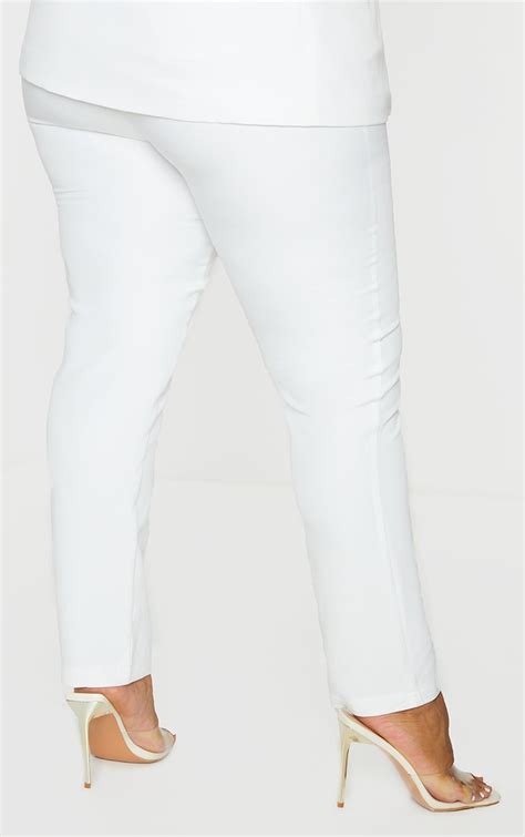 Plus White Tailored Fitted Pants Prettylittlething Usa