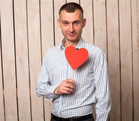 Man With Red Heart Containing Heart Shape And Human Valentines Be