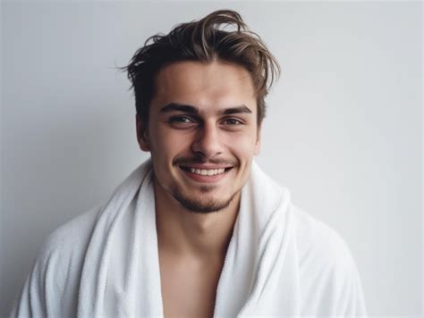 Premium Ai Image Smiling Guy In A Towel