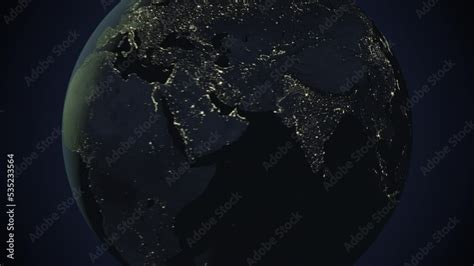 Seamless looping animation of the earth at night zooming in to the 3d ...