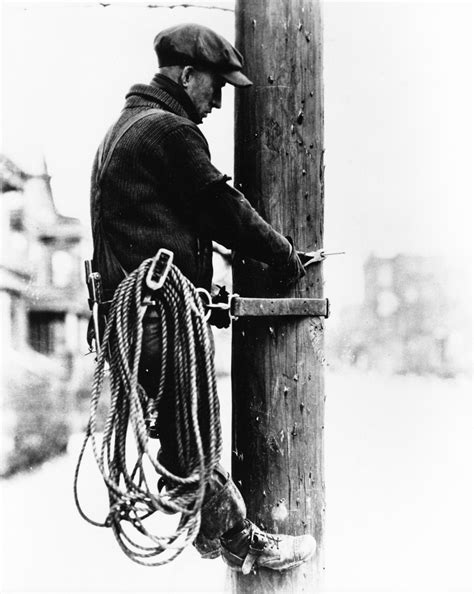 Shorpy Historical Picture Archive Lineman On Pole High Resolution Photo