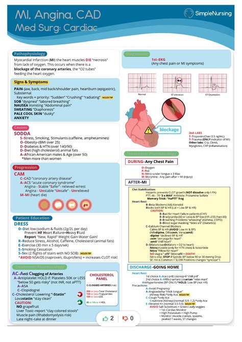 Medsurg Cardiac Mi Angina Cad Med Surg Cardiac St Depression O