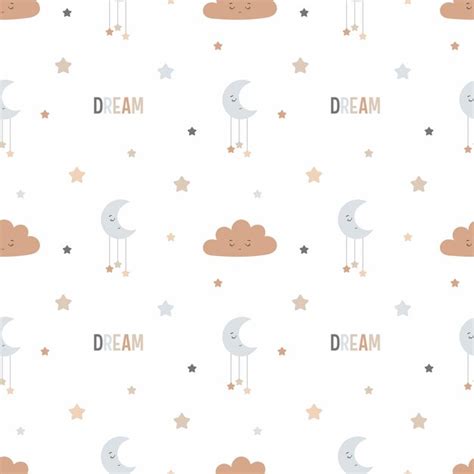 Premium Vector Vector Seamless Pattern With Cute Moon Stars And