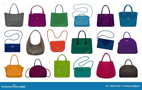 Woman Bag Isolated Cartoon Set Icon Vector Illustration Handbag On