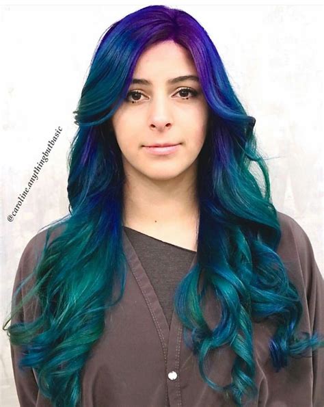 Green teal dyed hair color | Long hair styles, Hair dye colors, Dyed hair