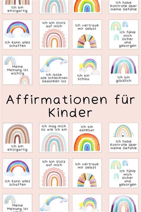 Affirmationskarten auf deutsch für Kinder zum downloaden Positive