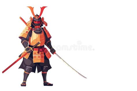 Samurai Warrior A Japanese Samurai In Elegant Armor Holding A Katana