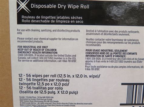 Qty 9 Boxes Ecolab Disposable Dry Wipe Rolls Disposable Wipe System