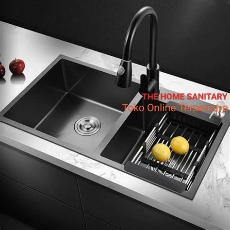 Jual Paket Lengkap Kitchen Sink JKM 8245 BLACK Paket Kran Tarik