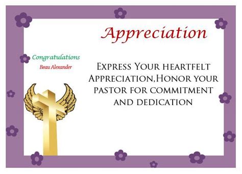 Certificate Of Pastor Appreciation