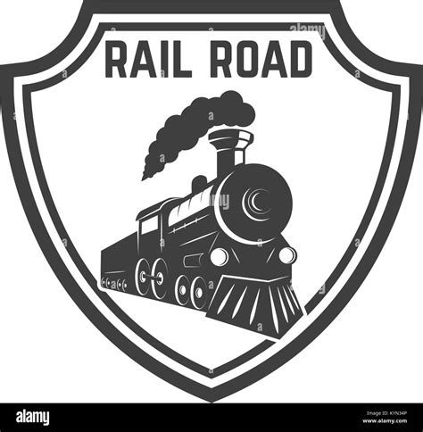 Plantilla Del Emblema Con Retro Tren El Ferrocarril Locomotora