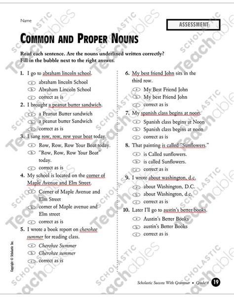 Common And Proper Nouns Grade 4 Nouns Common And Proper Nouns