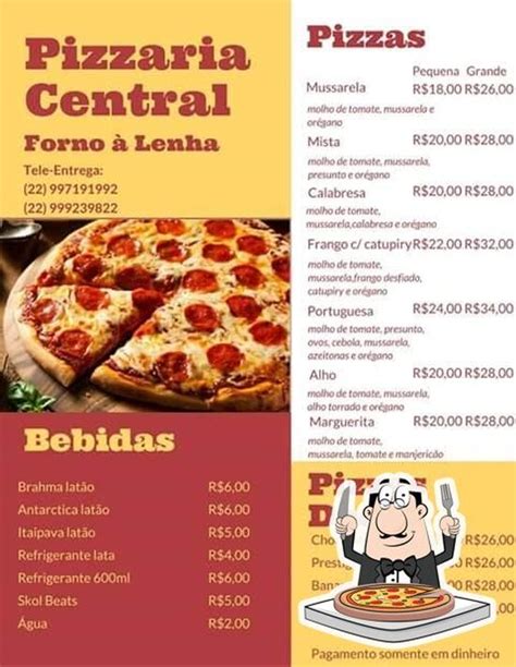 Menu Em Pizzaria Central Forno Lenha Farol De S O Thom