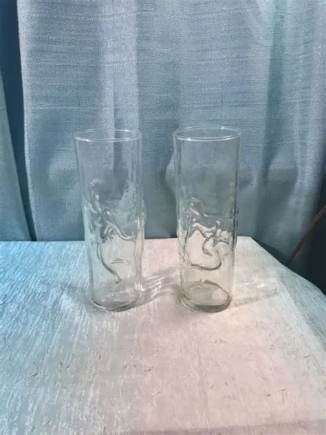 Vintage Pair Libbey La Femme D Naked Nudes Tall Cooler Glass Vase