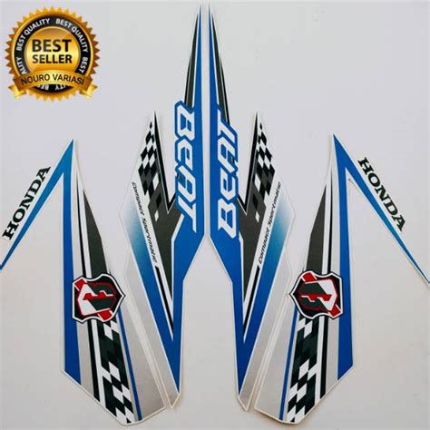 Jual Striping Honda Beat Fi Esp Biru Putih Stiker List Motor