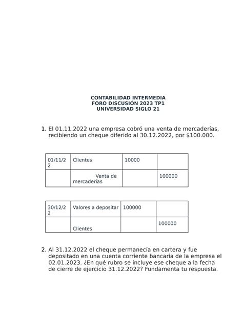 Foro Tp Conta Intermedia Contabilidad Intermedia Foro Discusi N