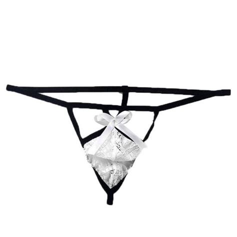 IEFIEL String Homme Sexy Hot T Back Dentelle Élastique Sous Vêtements