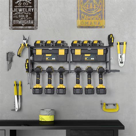 Tuenort Power Tool Organizer With 6 Drill Holders Garage Tool Organizers And Storage Rack Power