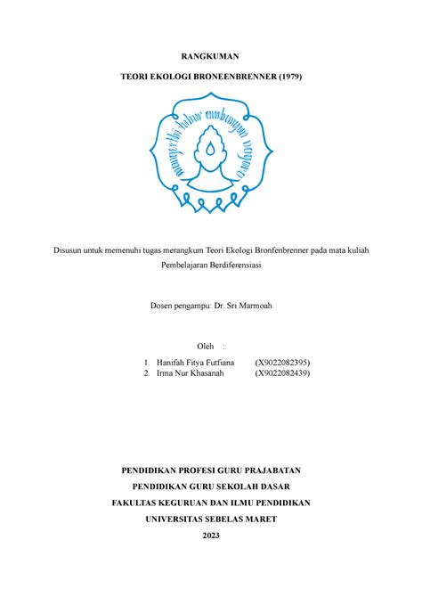 Rangkuman Teori Ekologi Broneenbrenner 1979 Rangkuman Teori Ekologi