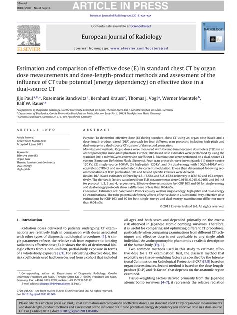 Pdf Estimation And Comparison Of Effective Dose E In Standard Chest