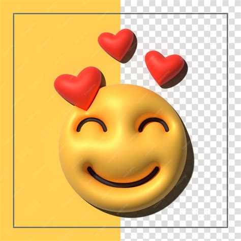 Premium Psd Yellow Emoji Love Emoticons Faces With Facial Expressions 3d Stylized Emoji Icons