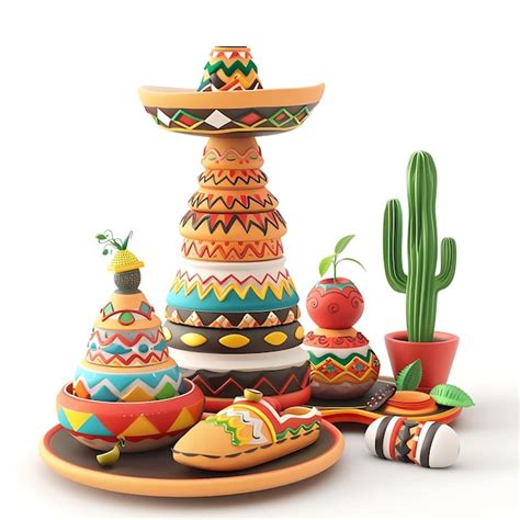 Premium Photo A Collection Of Colorful Pottery Including A Pot With A
