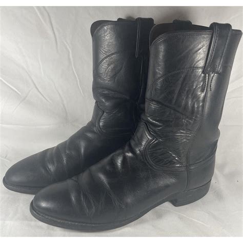 Justin Men Roper Western Cowboy Boots Black Bullhide Depop