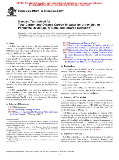 Astm D Standard Test Method For Total Carbon And Organic