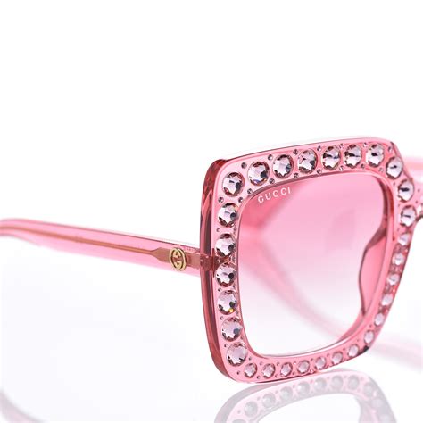 Gucci Acetate Crystal Oversize Sunglasses Gg0148s Pink 360308