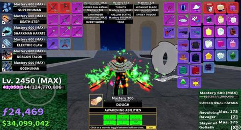 Blox Fruits Max Level Account 2450 Full Awakened Dough Cursed