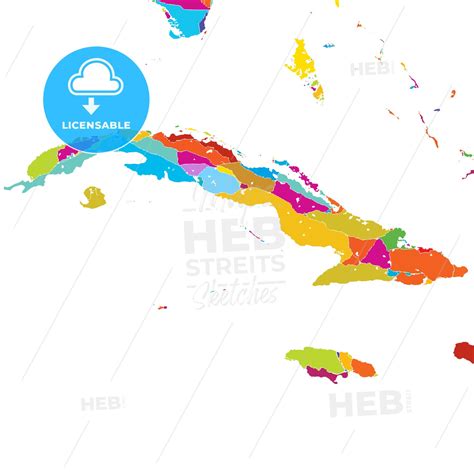 Cuba, Caribbean, Colorful Vector Map - HEBSTREITS