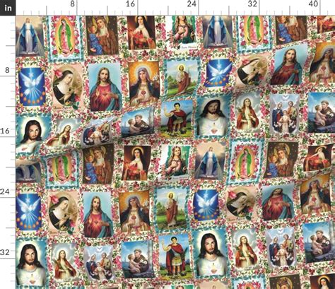 Catholic Saints Fabric Catholic Saints And Images Collage By Etsy