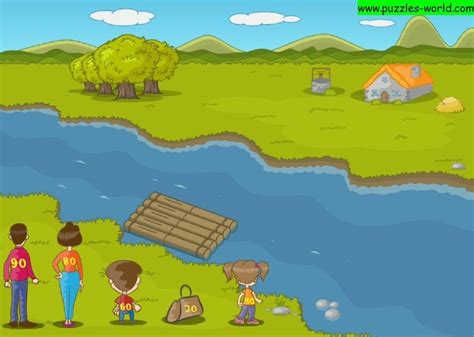 River Crossing Puzzle Raft Limit 100 Kg Puzzle River Fun Puzzles