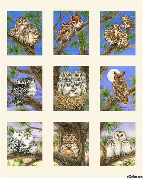 Owl Families The Nesting Tree Cream 24 X 44 Panel Owl Fabric