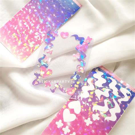 Jual Sticker Party Stiker Hologram Awan Hati Confetti Deco Polaroid