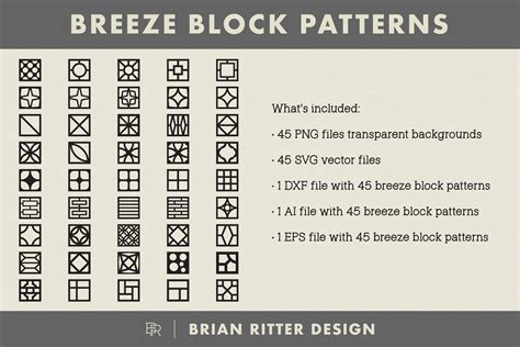 Breeze Block Patterns Mid Century Architecture PNG SVG DXF Digital Art