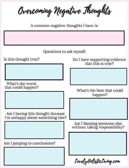 Overcoming negative thoughts worksheet 🌿 : r/SelfCareQuotes