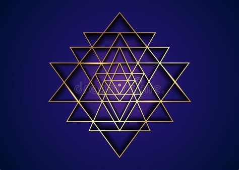 Sri Yantra Gold Sacred Geometry Symbol Of Hindu Tantra Formed By Nine