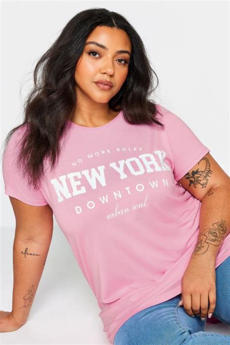 Yours Plus Size Pink New York Slogan T Shirt Yours Clothing