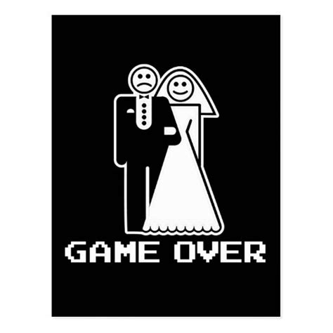 Game Over Marriage Game Over Funny Tshirt Postcard Zazzle