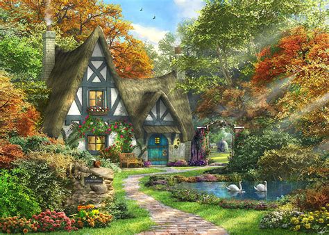 The Autumn Cottage Drawing by Dominic Davison