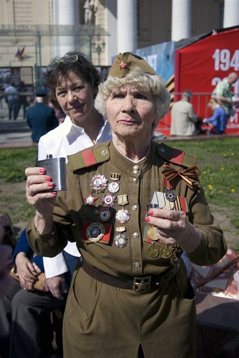 War Veteran Woman Portrait She Makes A Speach Editorial Stock Image